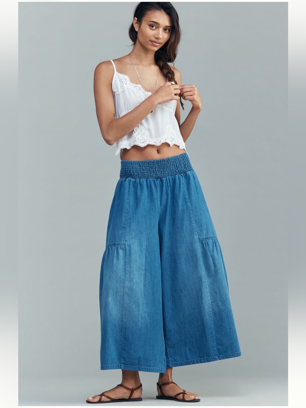 Anthropologie Pilcro Reese crop wide-leg pull-on jeans